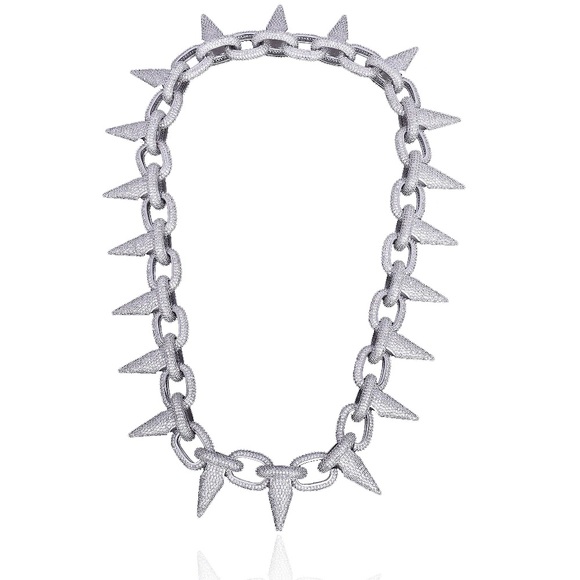 luxurious Spiked Uzi Chain featuring over 10000 VS Clarity Simulate CZ's